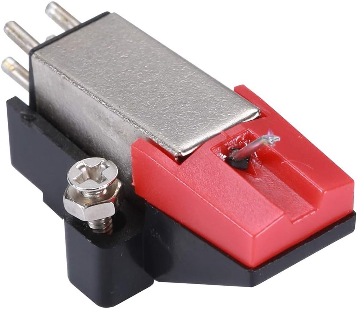 Universele Moving Magnet Platenspeler Pickup in Zwart en Rood van ABS en Messing voor 33 1/3rpm, 45rpm en 78rpm Platen met Hoogwaardige Geluidskwaliteit