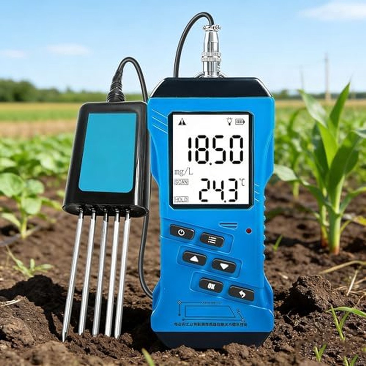Bodem Tester Kit - Vruchtbaarheid Analysator - Planten Verzorging - 7 Functies Digitaal Display - NPK pH EC - Grijs