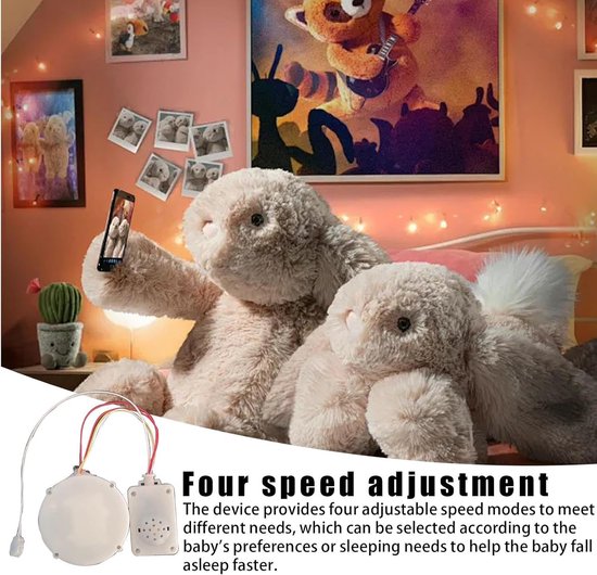 Rustgevende Pop Beweging - Slaap Knuffel - Baby Slaap Hulp - Vier Instelbare Modi - 19x15x6 cm - Wit — afbeelding 5