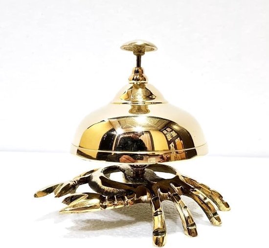 Decoratieve Bel - Balie Bel - Service Melding - Uniek Krab Design - 10 cm Diameter - Goud — afbeelding 5