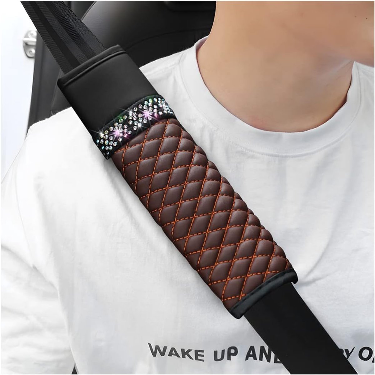 Gordelhoes Set - Schouderkussens - Comfortabel Rijden - Verstelbare Klittenbandsluiting - 23 cm Lengte - Bruin