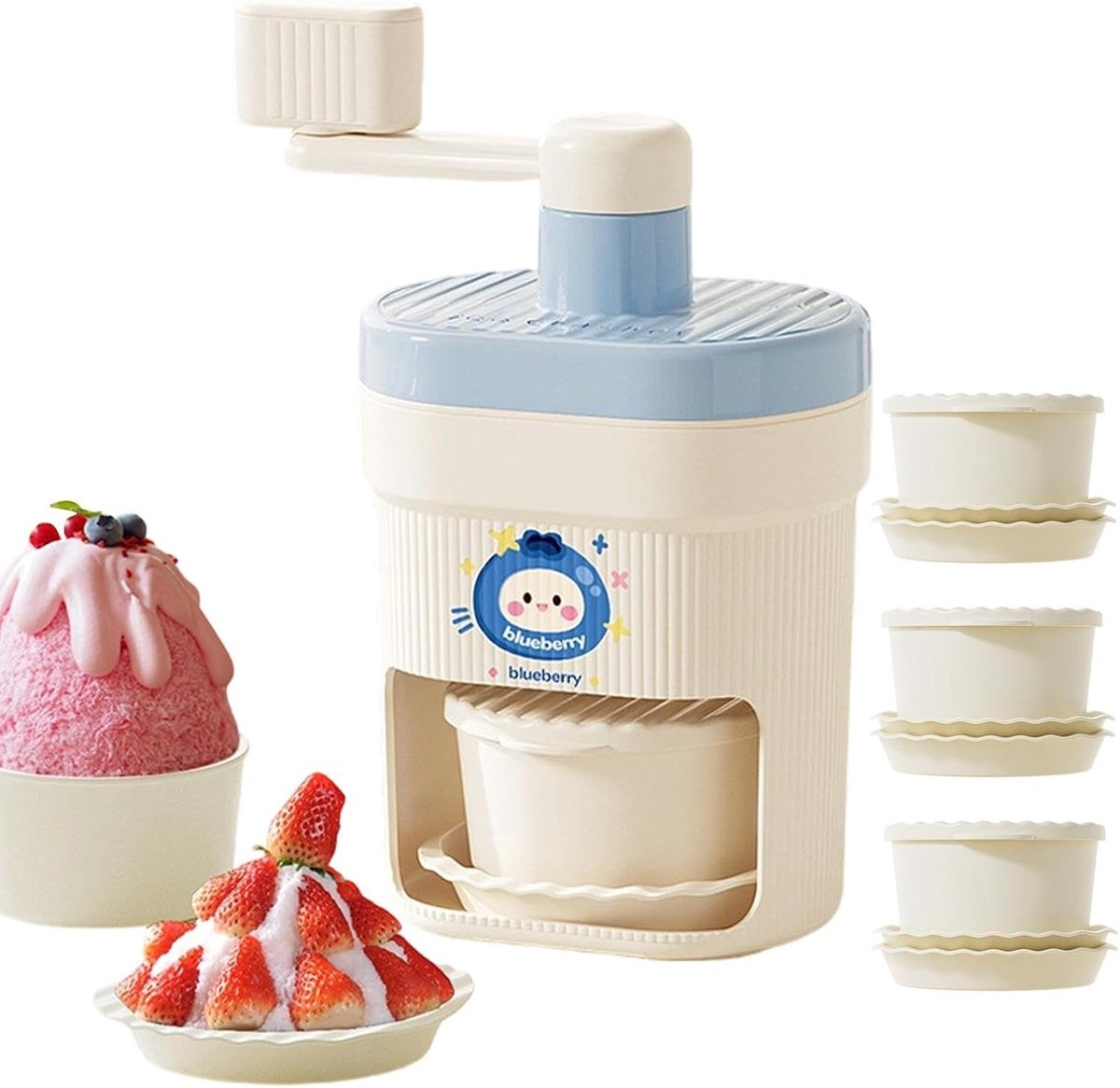 IJsraspmachine Handmatig - IJsscheerapparaat - Drankjes Maken - Roestvrijstalen Messen - 24 x 14 x 14 cm - Blauw