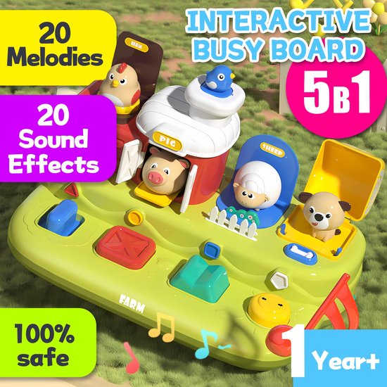 VONKELIOS®Montessori speelgoed - Baby Activiteiten Kubus - Dierenspeelgoed - Educatief Babyspeelgoed - Sensorisch speelgoed - cadeau - Motoriek speelgoed - Met geluidseffecten en lichteffecten - Voor Jongens en Meisjes Vanaf 1 jaar van VONKELIOS® — afbeelding 2