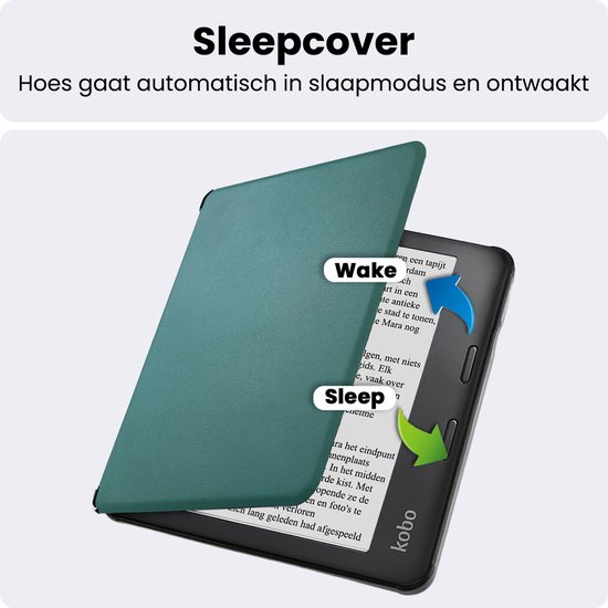 Hoes Geschikt voor Kobo Libra 2 - Luxe E-reader Bescherm Case - Hoesje Book Cover - Donkergroen — afbeelding 3