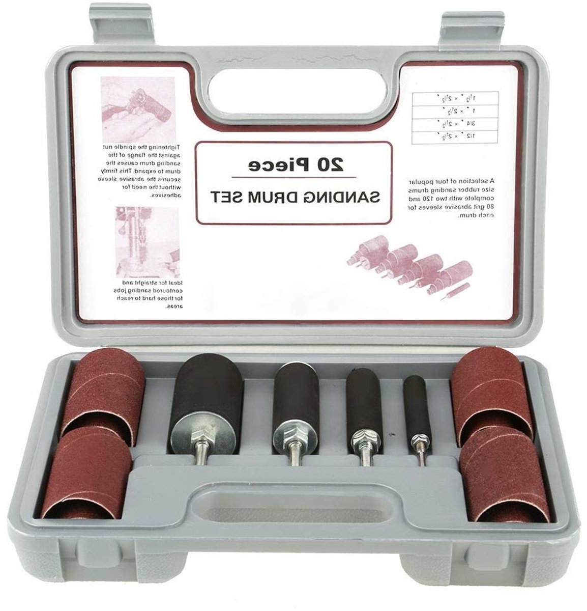 Complete Set van 20 Stuks Schuurdrums voor Boormachine met Opbergdoos - Perfect voor Houtbewerking en Schuren