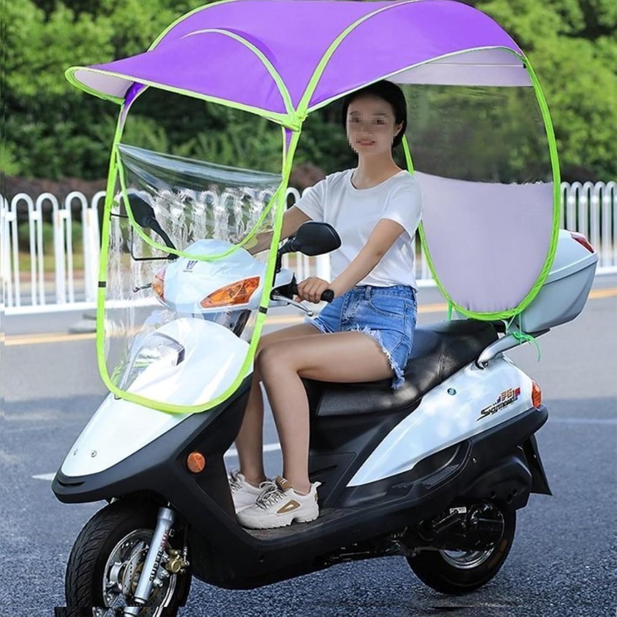 Motor Zonnescherm - Scooter Paraplu - Bescherming Tijdens Rit - Transparant Zicht - Universeel - Roze