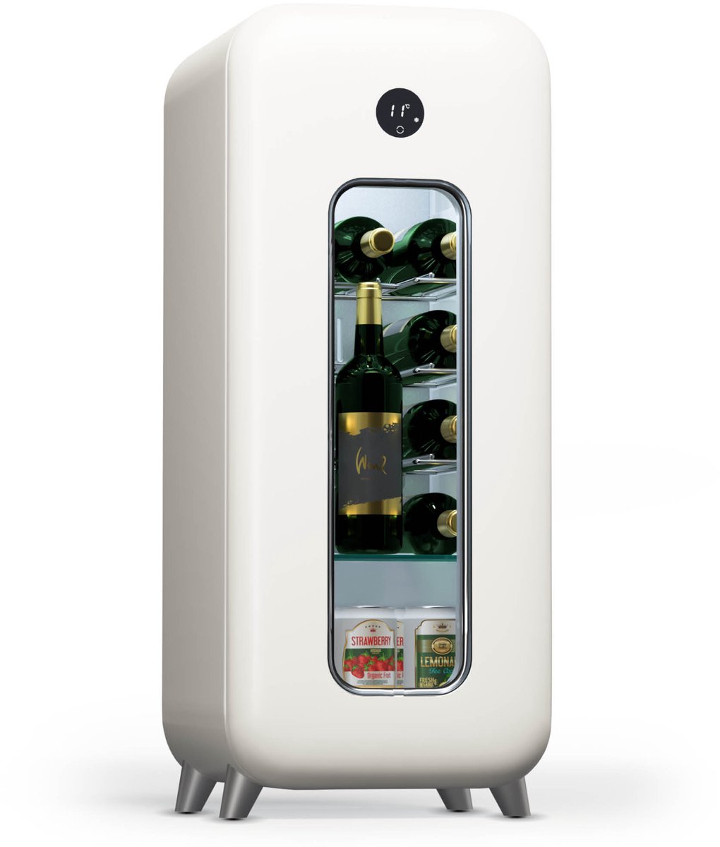 Klarstein vrijstaande wijnkoelkast 1 zone, drankkoelkast klein, kleine wijnkoelkast, wijn koelkast klein met glazen deur, indoor/outdoor flessenkoelkast, wine fridge, 15 flessen