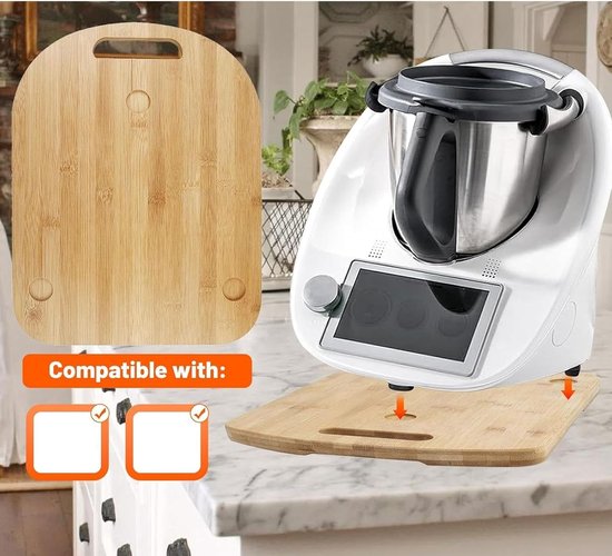 Keukenmachine Schuifplank - Apparaat Glijder - Aanrecht Organisatie - Geïntegreerde Handgreep - 28 x 36 cm - Hout Textuur — afbeelding 5