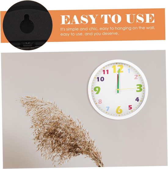 Wandklok Kinderen - Leerklok Kleuters - Leren Kijken - Stille Scanactie - 24.5 cm - Wit — afbeelding 5