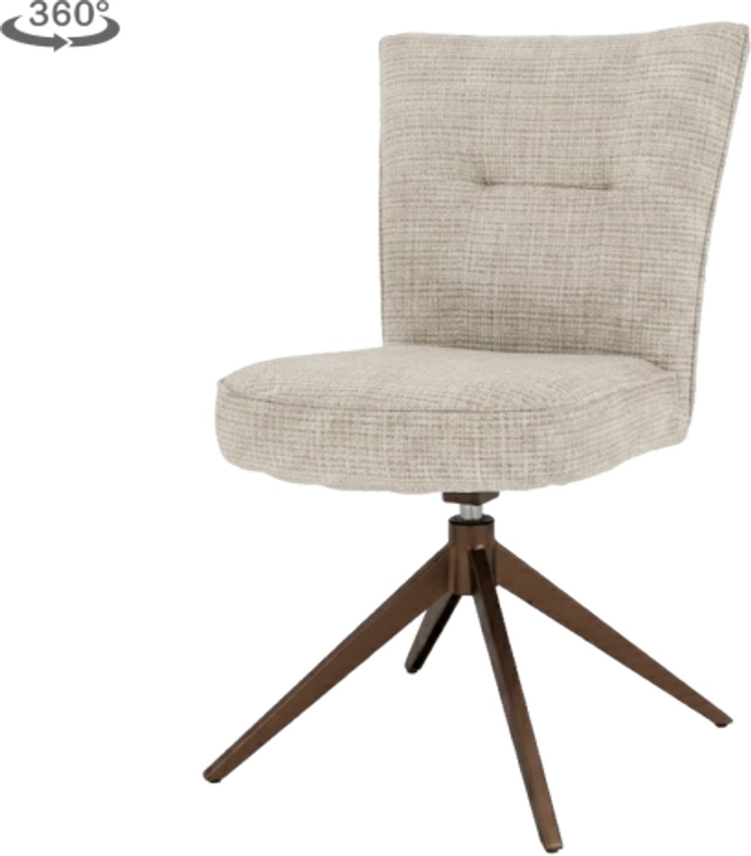 Tower Living Eetkamerstoel Bardi draaibaar - Stof cremona 14 beige - anodic brown poot
