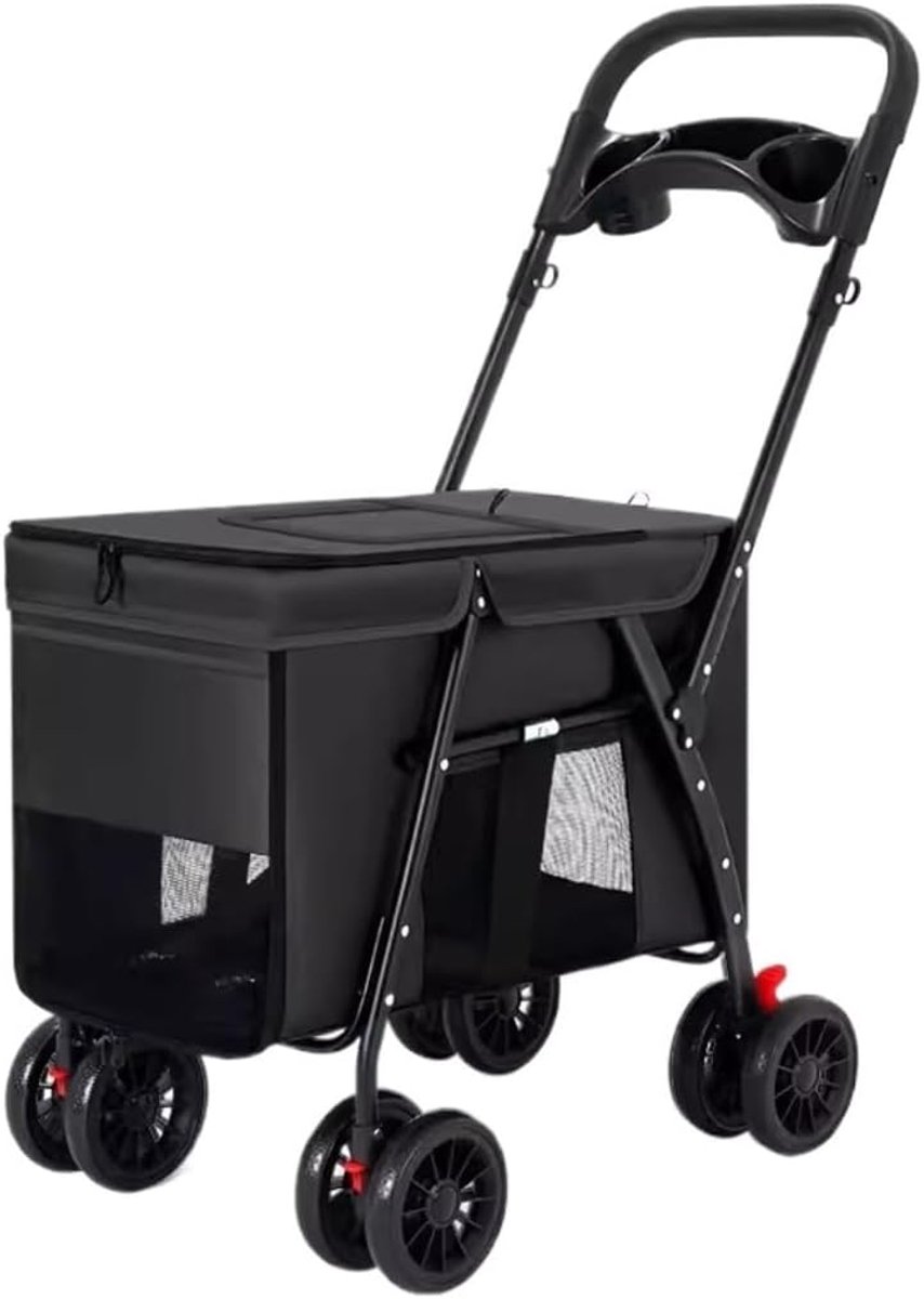 Huisdier Kinderwagen - Hondenwagen Kattenwagen - Comfortabel Vervoer - Opvouwbaar Ontwerp - 30 kg Draagvermogen - Grijs