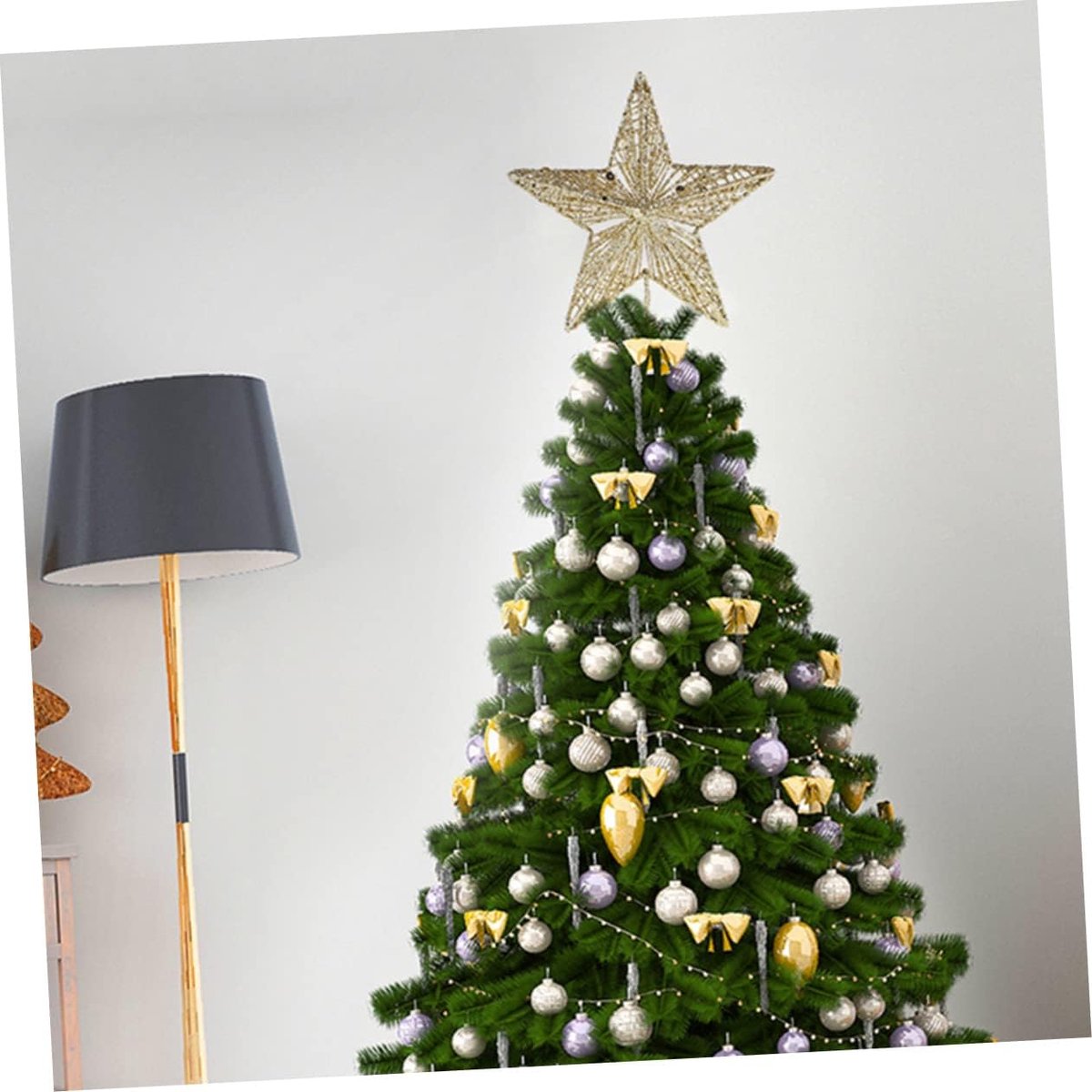 Kerstboom Ster - Boomversiering Top - Feestelijke Decoratie - Glitter Afwerking - 20x20CM - Goud – foto 2