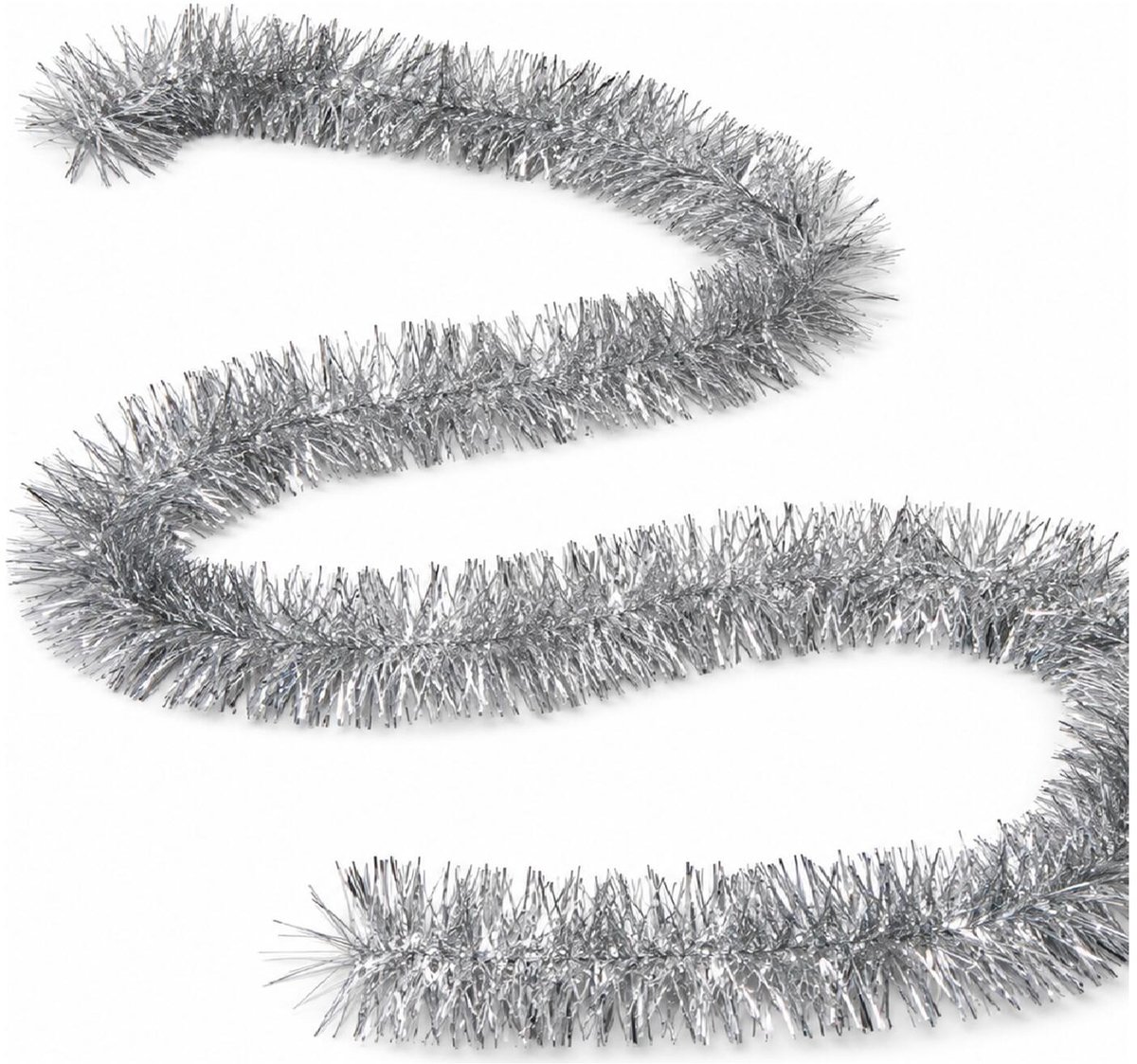 Benson Kerstslinger guirlande zilver - glanzend lametta - 270 cm - kerstdecoratie – foto 5