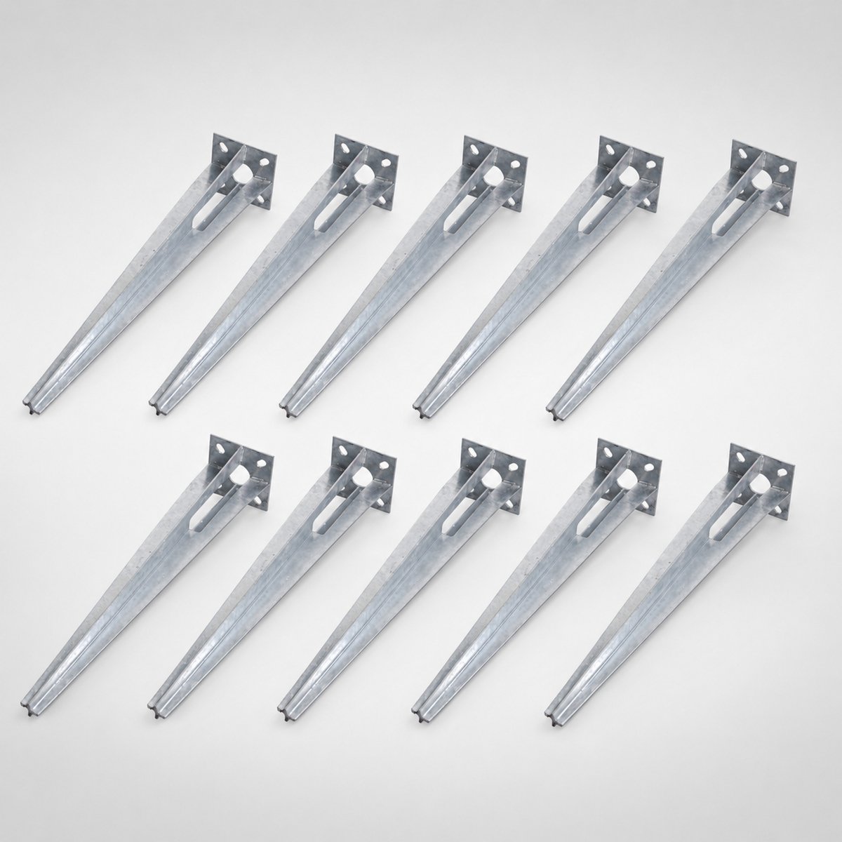 10x grondinrijhuls voor Ø 34 mm grondinrijhuls 50 cm lengte afrasteringspaal verzinkt bevestiging 100x100 mm