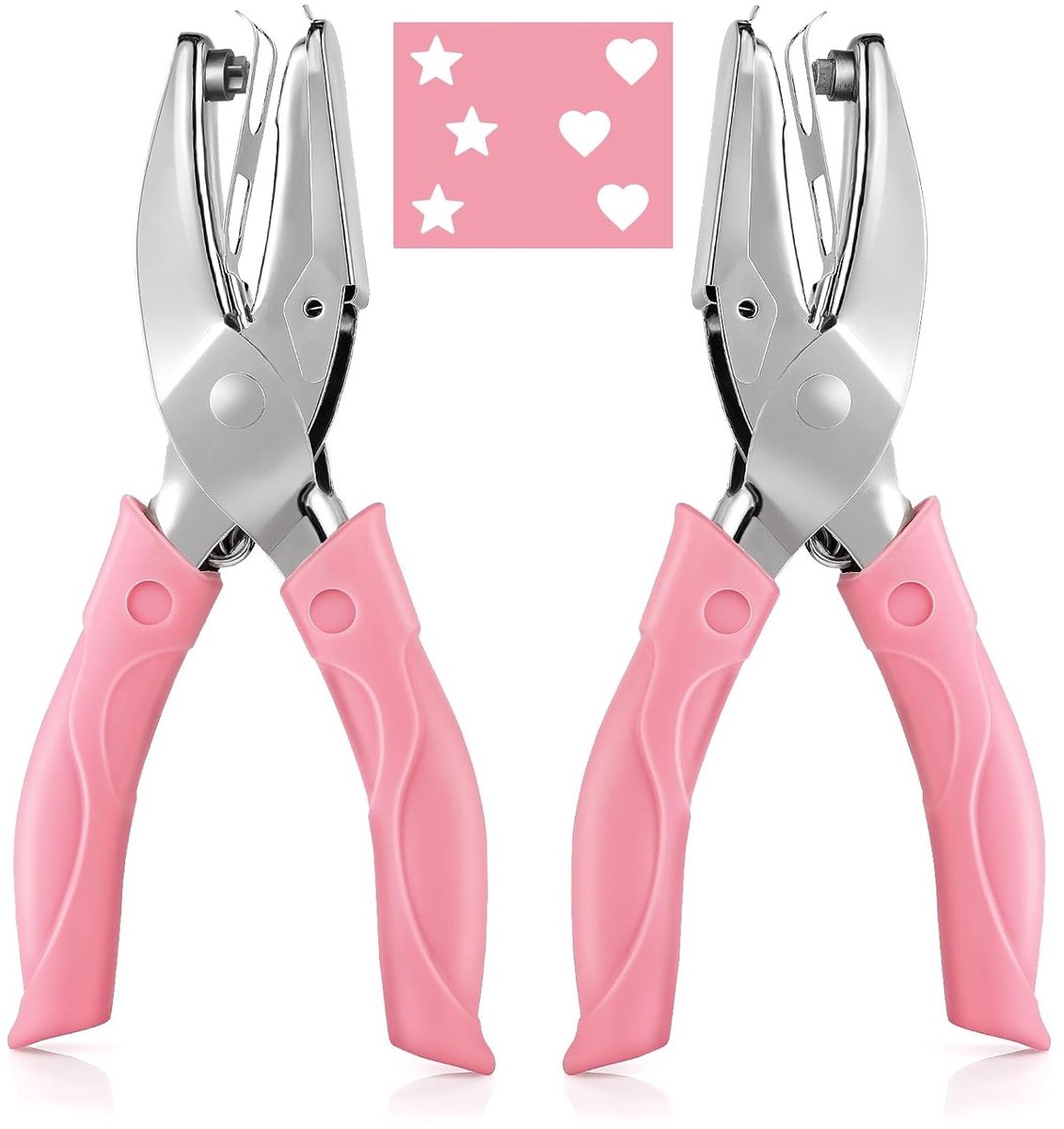 Set van 2 metalen perforators met zachte grip, hart- en stervorm voor knutselen, labels en scrapbooking