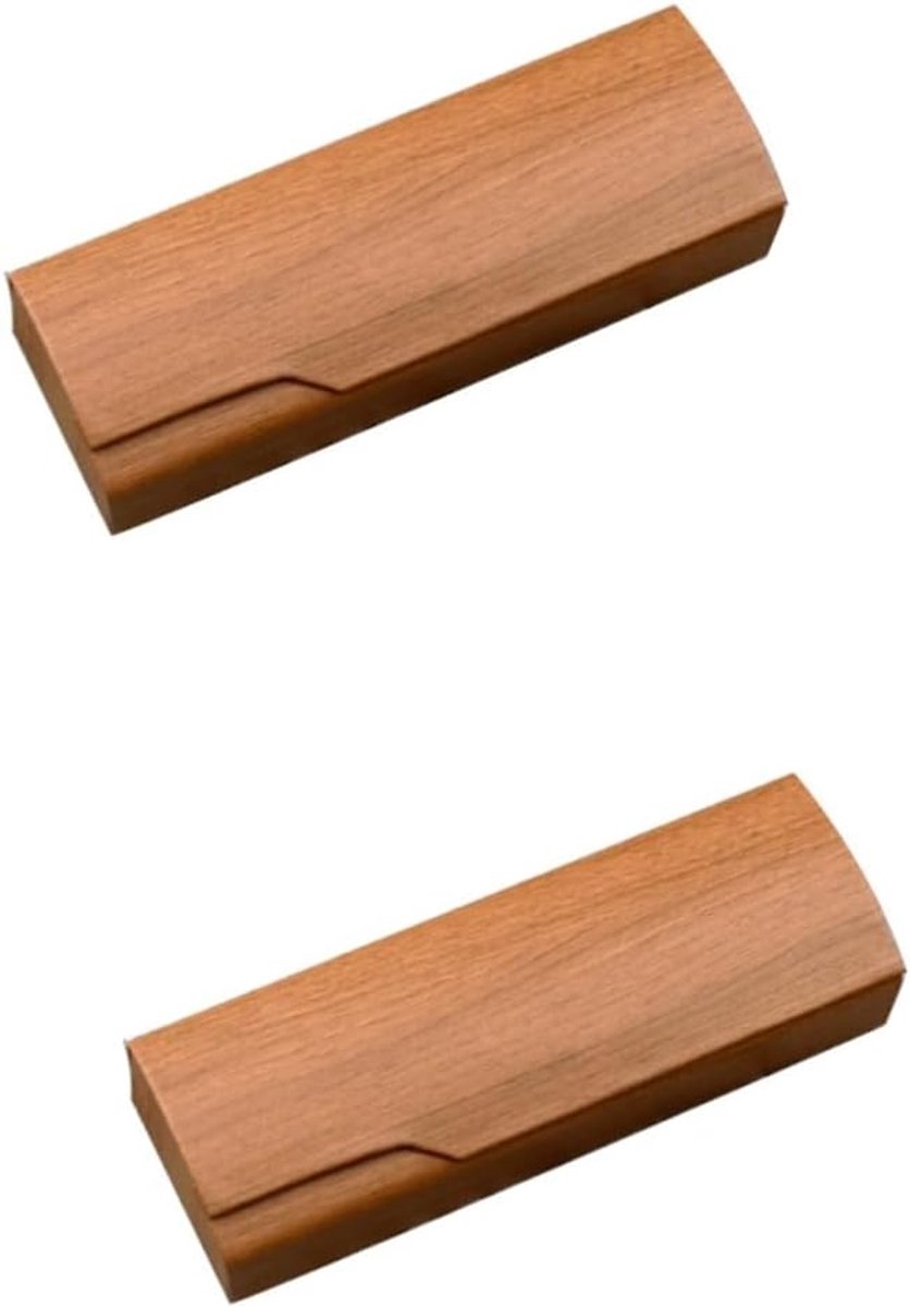 Brillen Etui - Zonnebril Houder - Veilige Opslag - Handgemaakte Kwaliteit - 2 Stuks - Houtkleurig