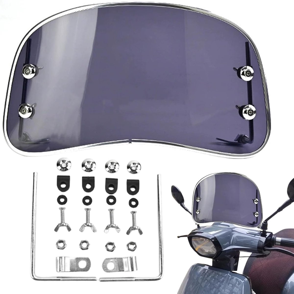 Motor Windscherm - Scooter Voorruit - Veilige Ritten - Verstelbare Pasvorm - 39x22cm - Transparant
