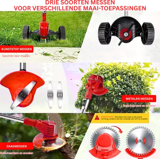 CRLYN® Grasmaaier Elektrisch - Grastrimmers met Accu - Rood van CRLYN — afbeelding 2