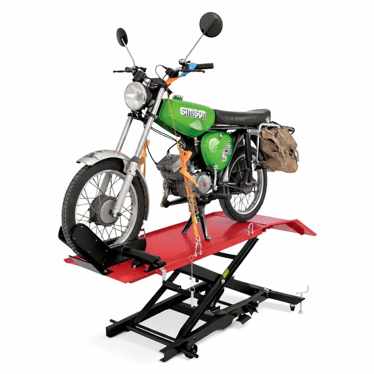 TRUTZHOLM Hydraulische Motorlift 360kg - Breedte 47cm - Motorfiets Heftafel Compact Montageplatform Zwart Rood