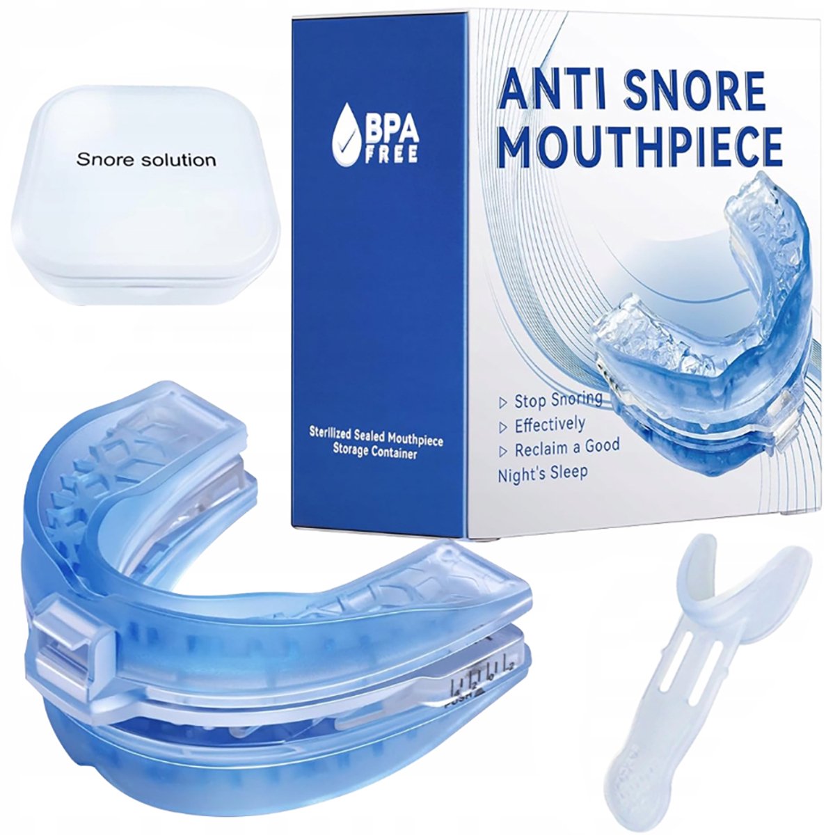 Anti-snurkbeugel - Anti-snurkproducten - Anti-tandenknarsbeugel - Unisex - Voorkomt snurken, tandenknarsen en kaakspanning - Verstelbare anti-snurkbeugel - Anti-snurkpleisters
