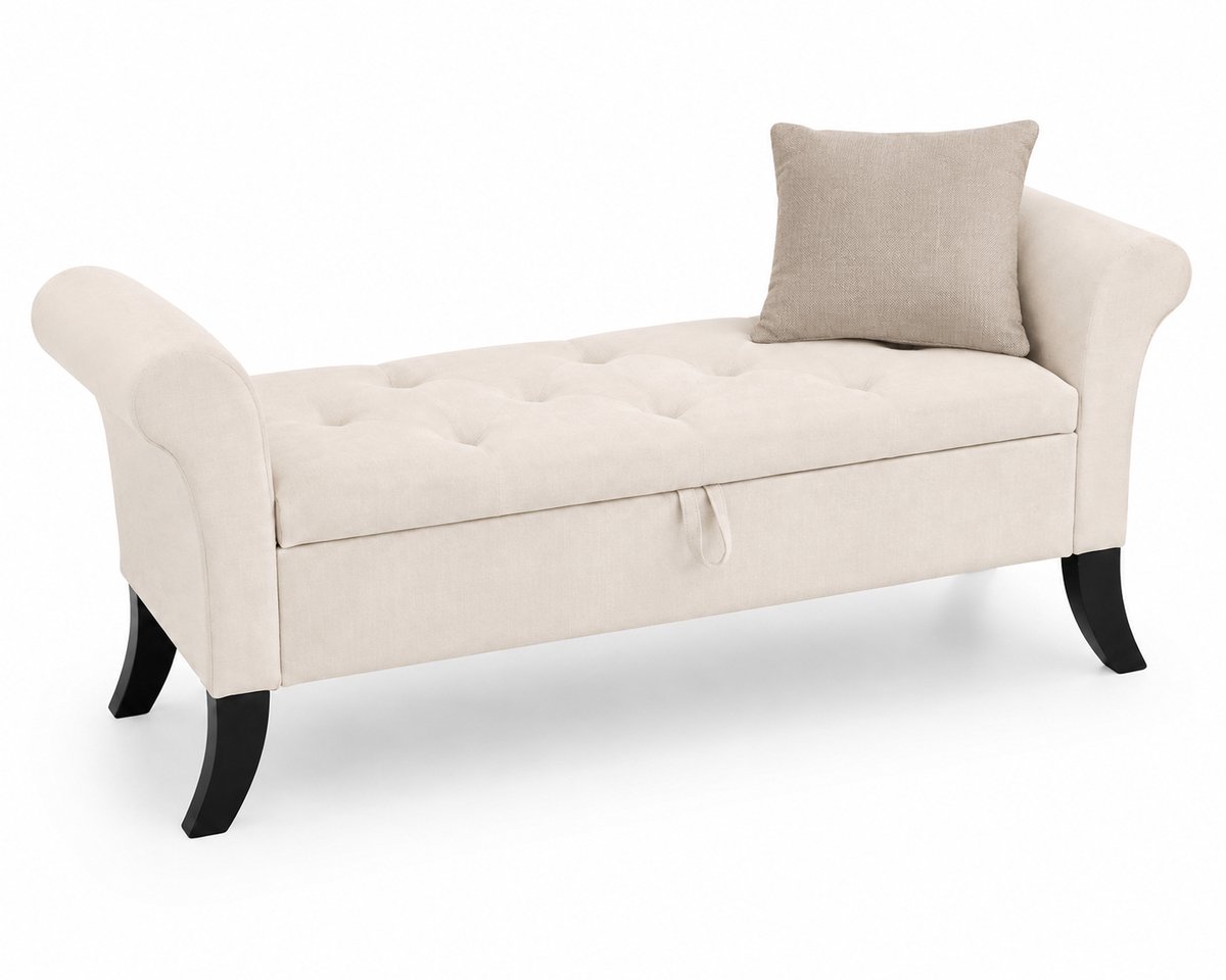 CINK Living® Opbergbank Beige – Gestoffeerde Ottoman Bank met Opbergruimte – Slaapkamerbank met Deksel – Luxe Zitbank voor Hal, Woonkamer of Voeteneinde Bed – 132 cm