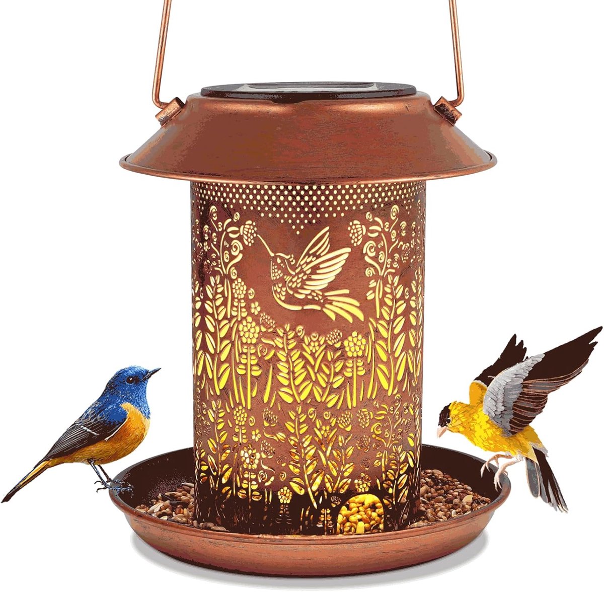 Zonne vogelvoederlamp voor kolibries - Waterdicht metaal - LED tuinlamp - Cadeau voor moeder en oma