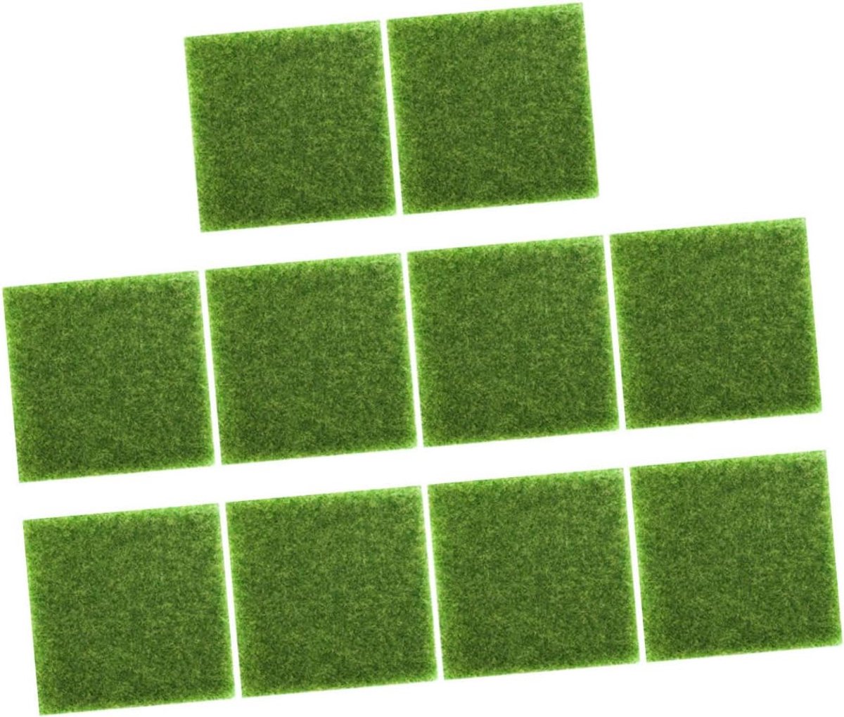 Kunstgras Matten - Nep Tapijt - Tuin Decoratie - Realistisch Uiterlijk - 10 Stuks - Groen