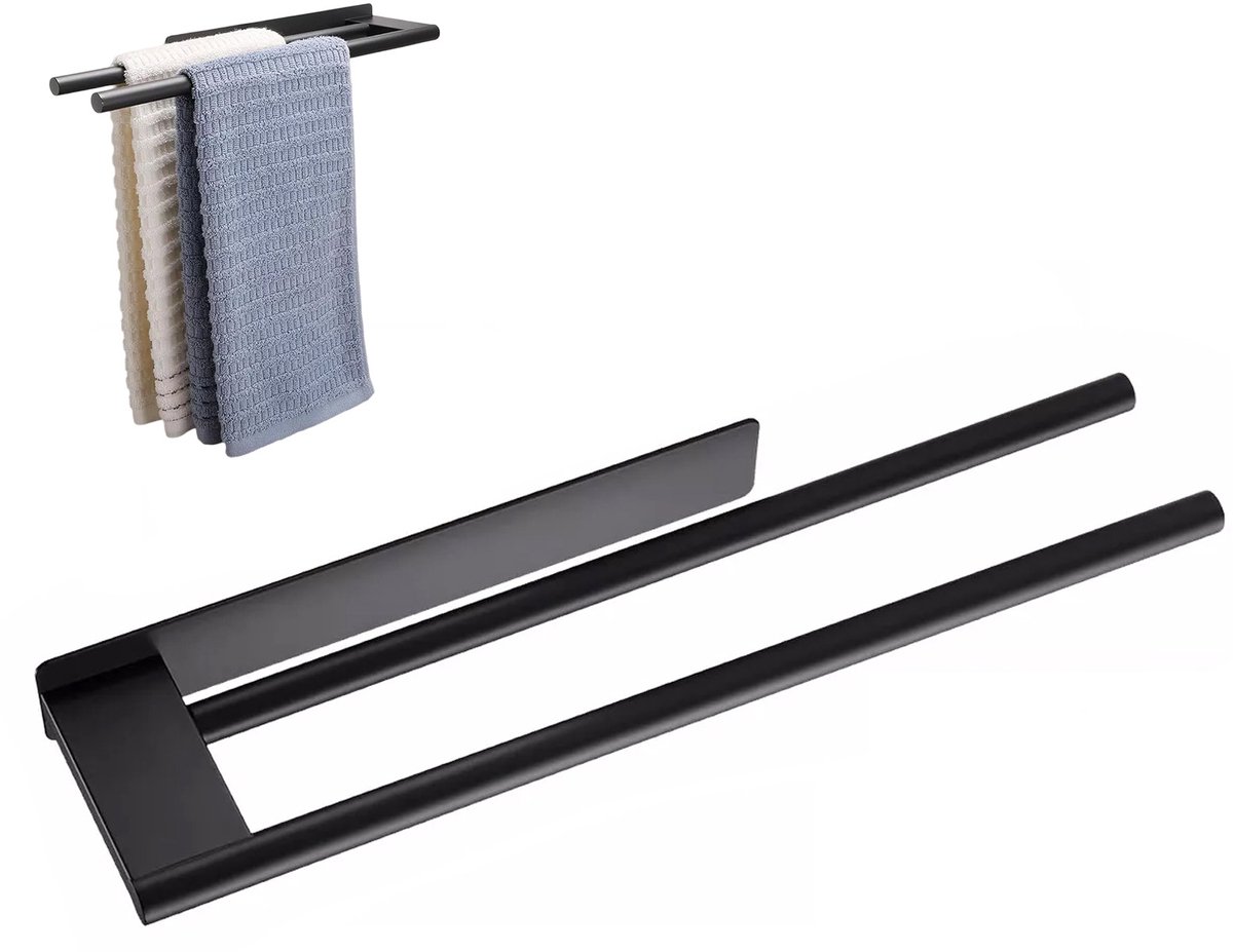 MODFU Handdoekrek Wand – 39 cm RVS Zelfklevend – Handdoekhouder Badkamer Zonder Boren – Ruimtebesparend Design – 304 RVS Geborsteld