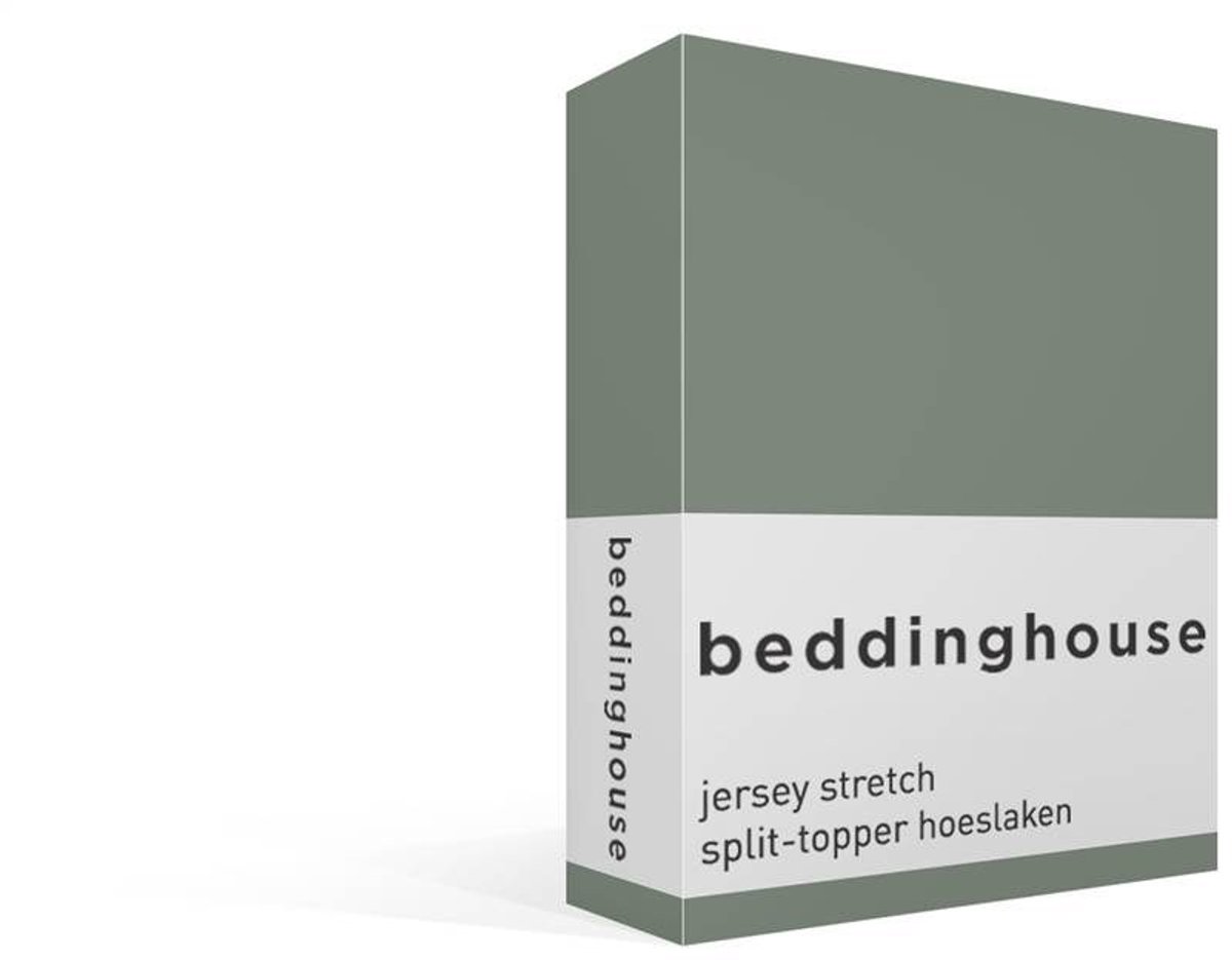 Beddinghouse katoen - Splittopper Hoeslaken - 180 x 200/220 cm Pocket depth: 25 cm Split: 85 cm - Groen