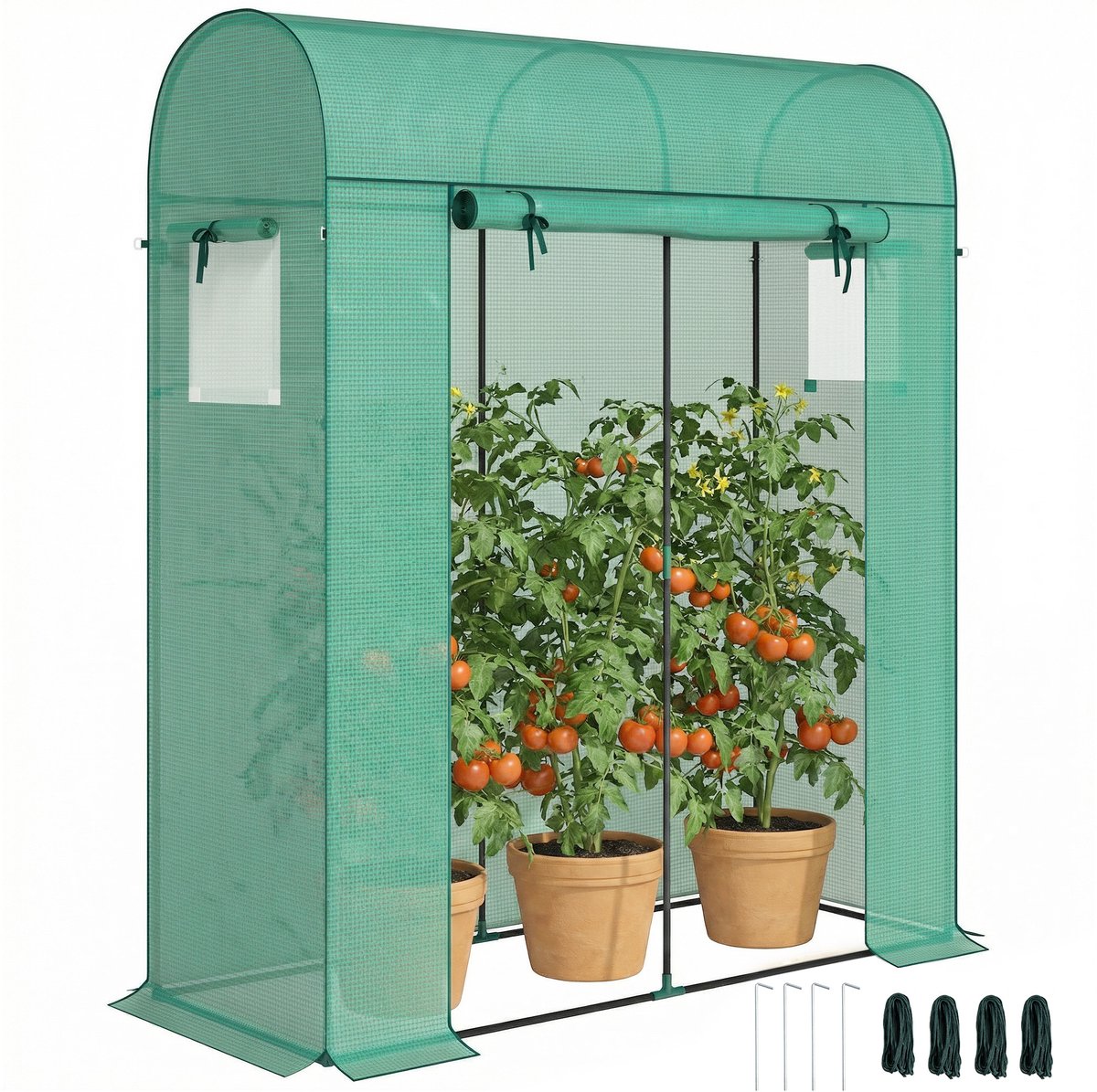 Outsunny Kas - PE, Staal - 170x68x200cm - Groen