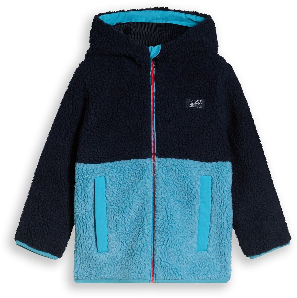Tom Tailor - Teddyjas met kleurblokken - Maat 116/122 - sky captain blue