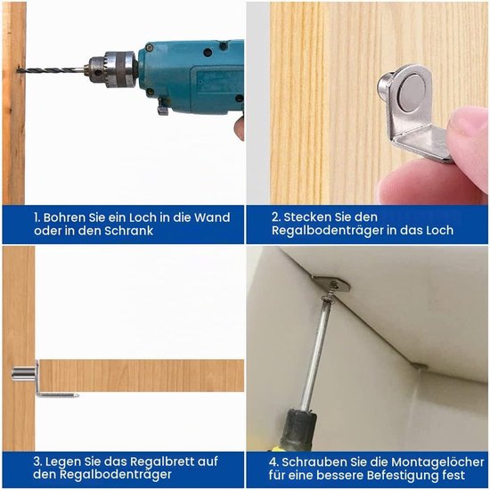 20 Stuks L-vormige Regalsteunen voor Inlegplanken van Metaal — afbeelding 3