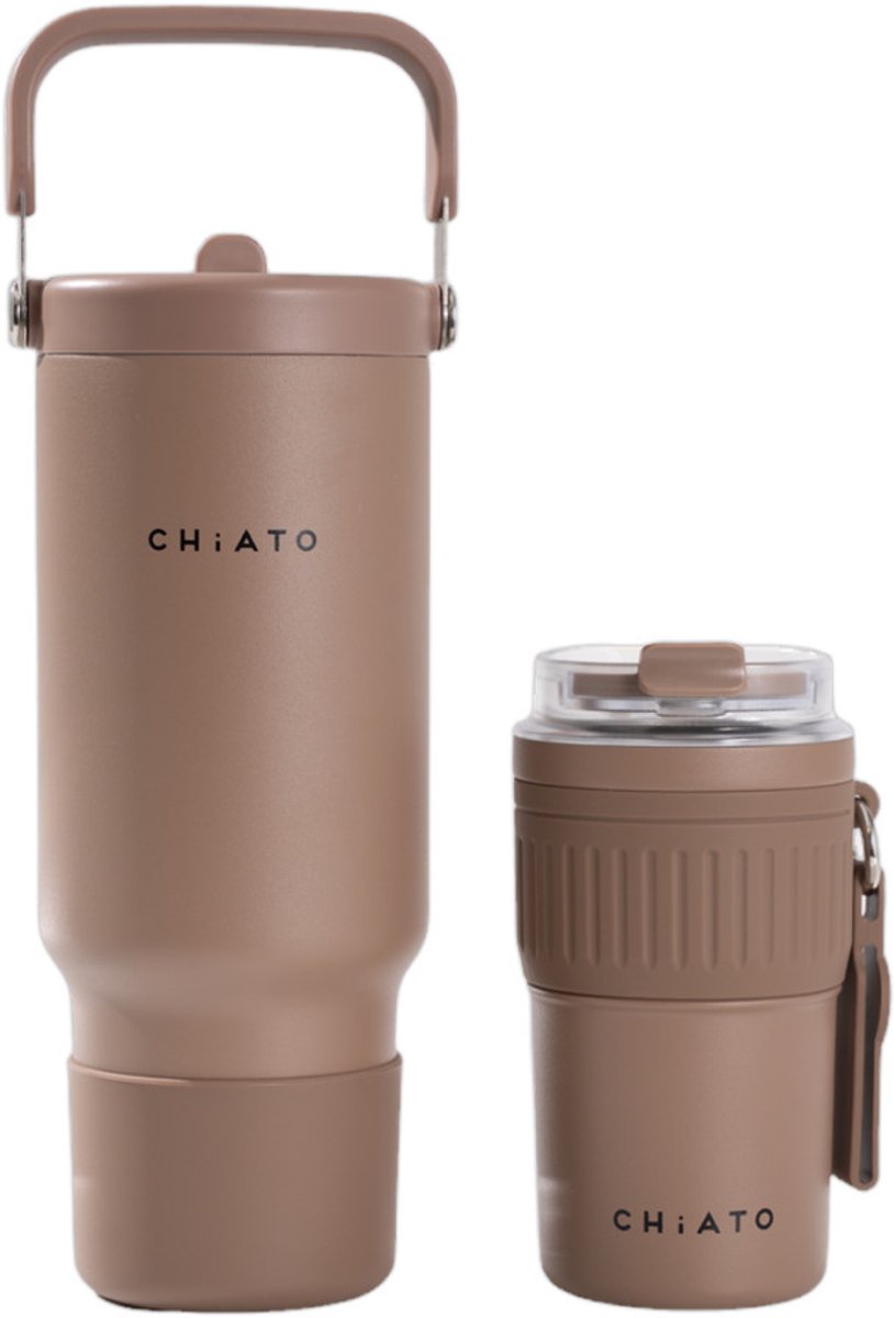 CHiATO Home hot & fresh SIP Choco Brown geïsoleerde reisbeker en tumbler set – Bruin