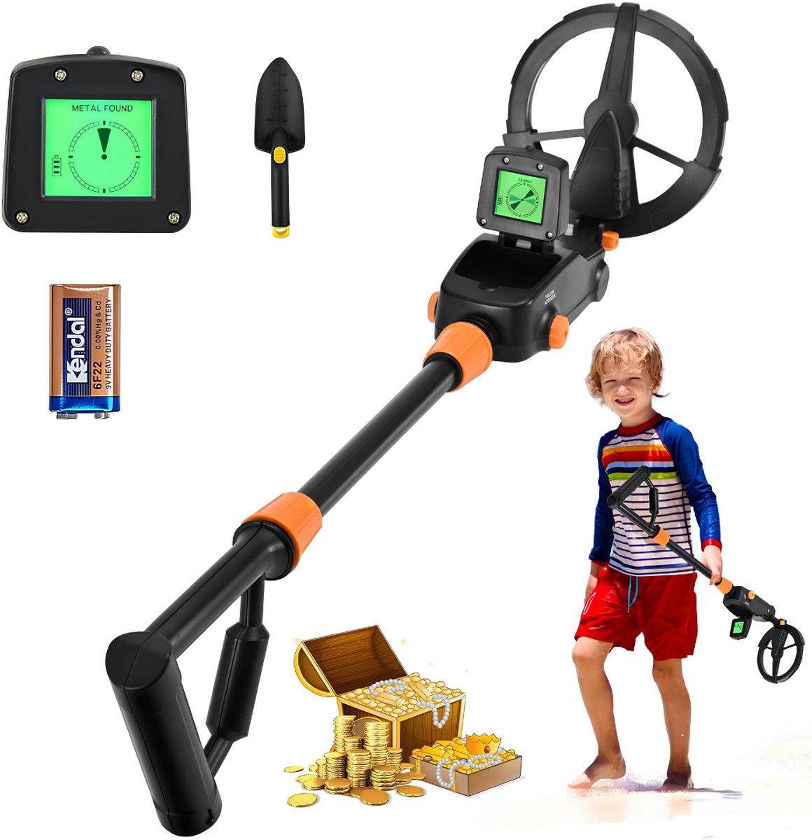 Lìon® Metaaldetecktor voor Kinderen - Metaaldetector - Waterdicht & Lichtgewicht - Zwart - 44cm x 19cm x 8cm