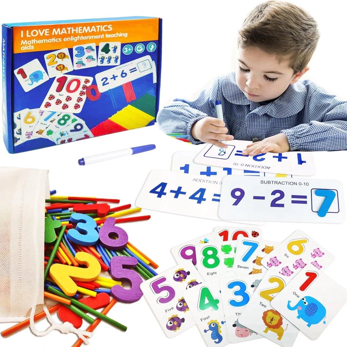 Casalora Rekenpuzzel Kinderen – Tel- en Rekenspel – Montessori Speelgoed – Educatief Denkspel voor Kinderen van 3-7 Jaar – Tellen, Rekenen & Logisch Denken – Schoolcadeau