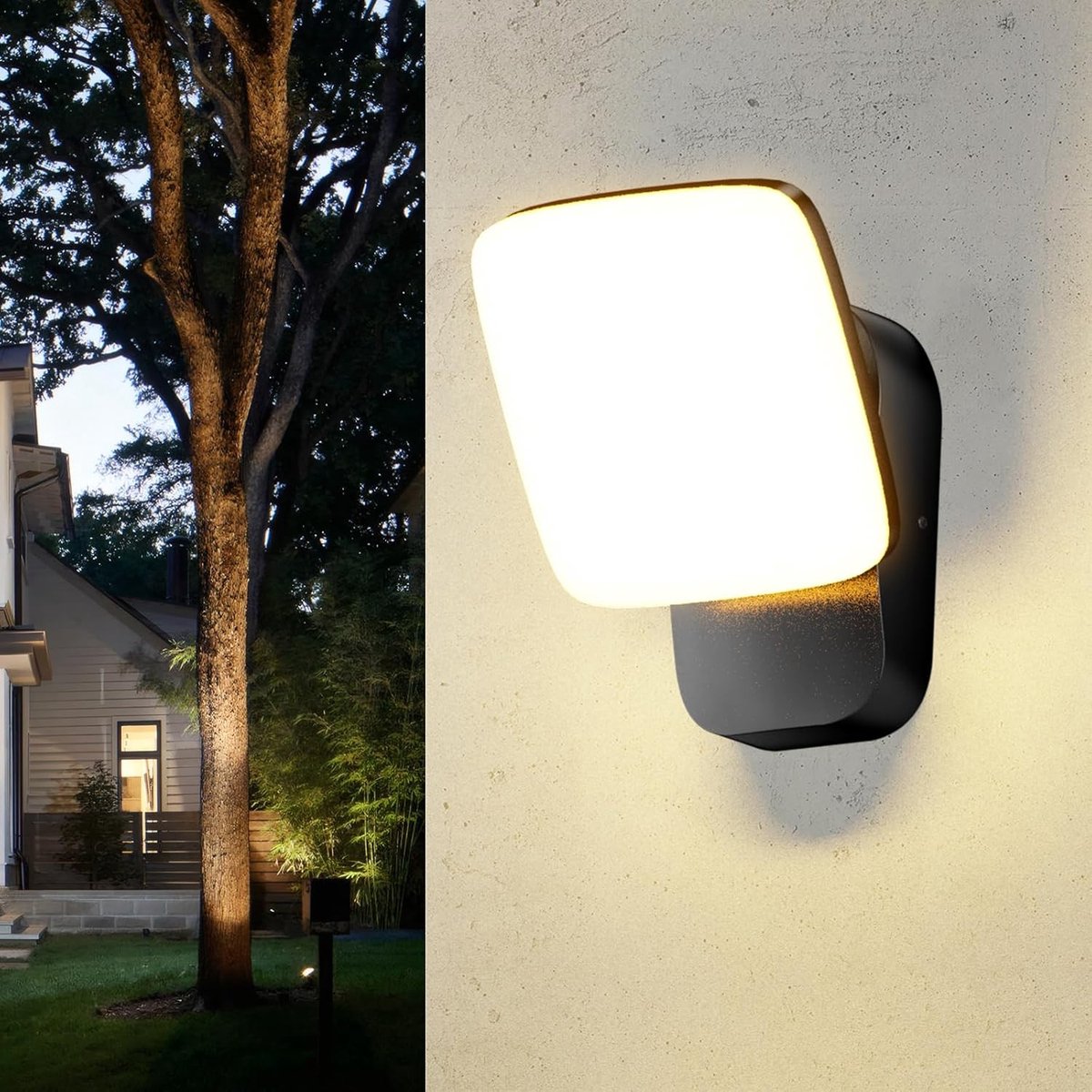 Wandlamp - Melkachtig Wit - 13 x 13 x 13 cm - Waterdichte LED Buitenlamp met 360 Graden Draaibaarheid - Voor Terras en Entree