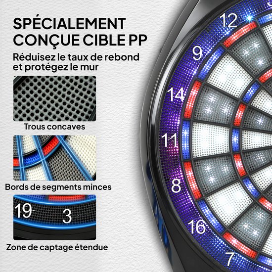 SPORTNOW-Elektronisch Dartbord-PP-60,5x45,5x3,6cm-Zwart van Merkloos — afbeelding 3