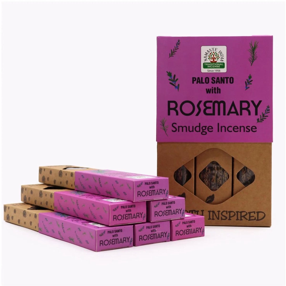 Namaste India 30g Masala Wierook - 12 Pakjes - Natuurlijke Wierookstokjes voor Aromatherapie, Ontspanning en Meditatie - Handgemaakt - Lange Brandduur - Spirituele Sfeer Met Kajal Sticker