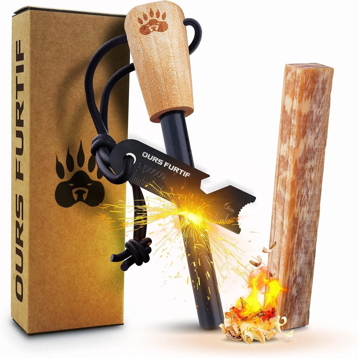 Vuurstarter - Dennenhout - Ferrocerium Rod XL 10 mm - Duurzame Firesteel voor Survival en Outdoor