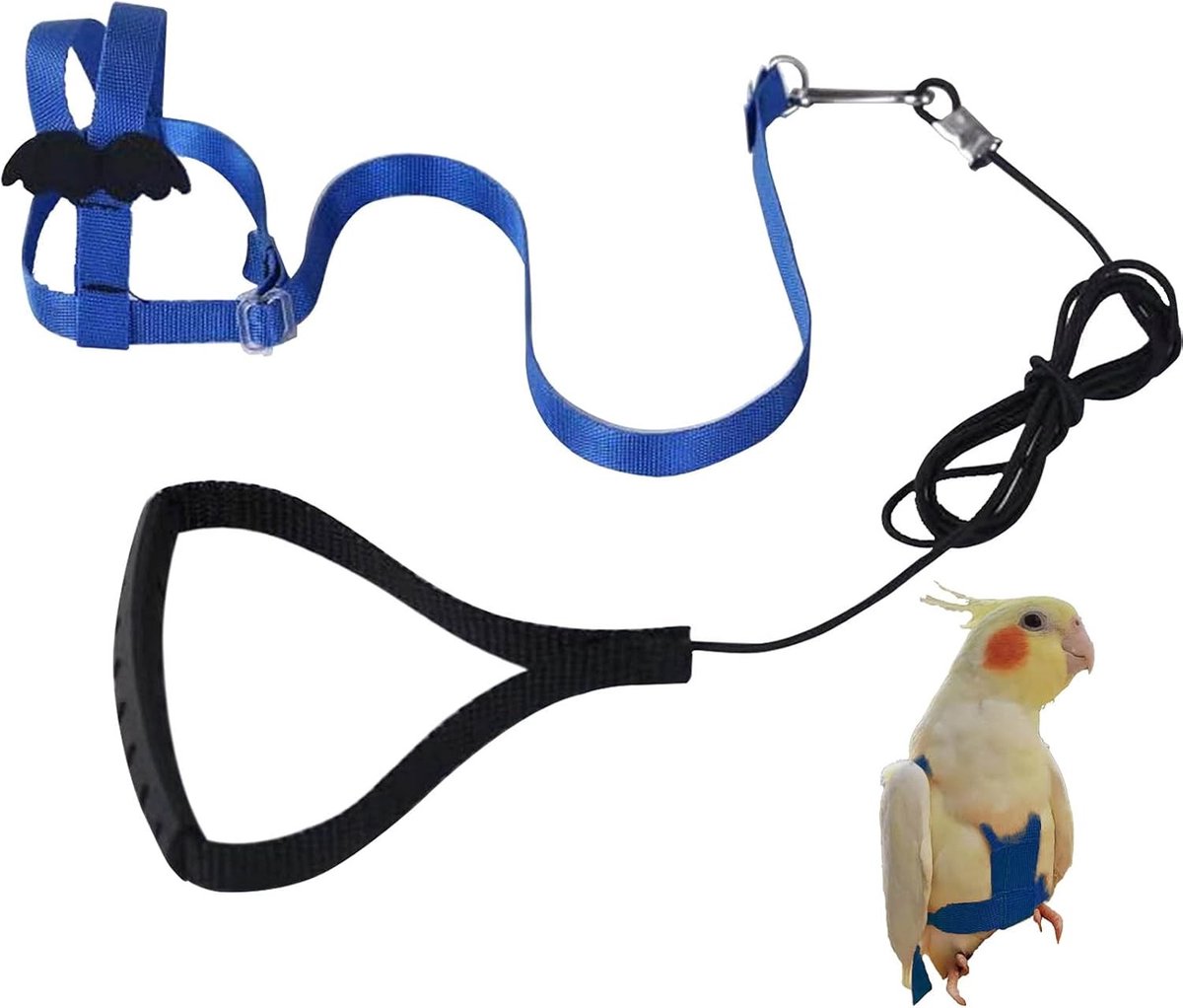 Vogelharnas voor huisdieren - Blauw - XS - Verstelbaar Nylon Papegaaientuigje met Elastische Lijn - Voor Papegaai en Kleine Vogel