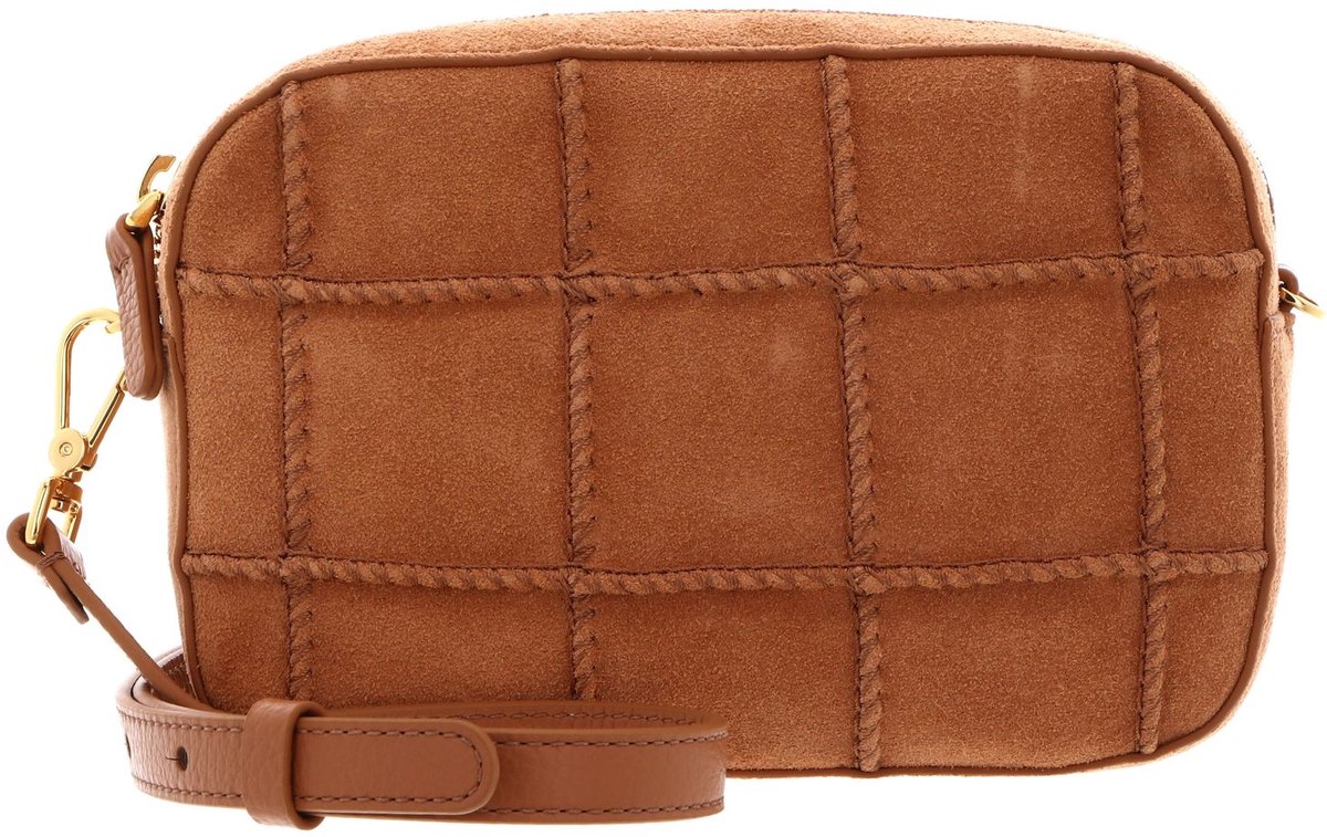 COCCINELLE Leren schoudertas Tebe Check Embroidery Crossbody Bag Robin / Robin abrikoos