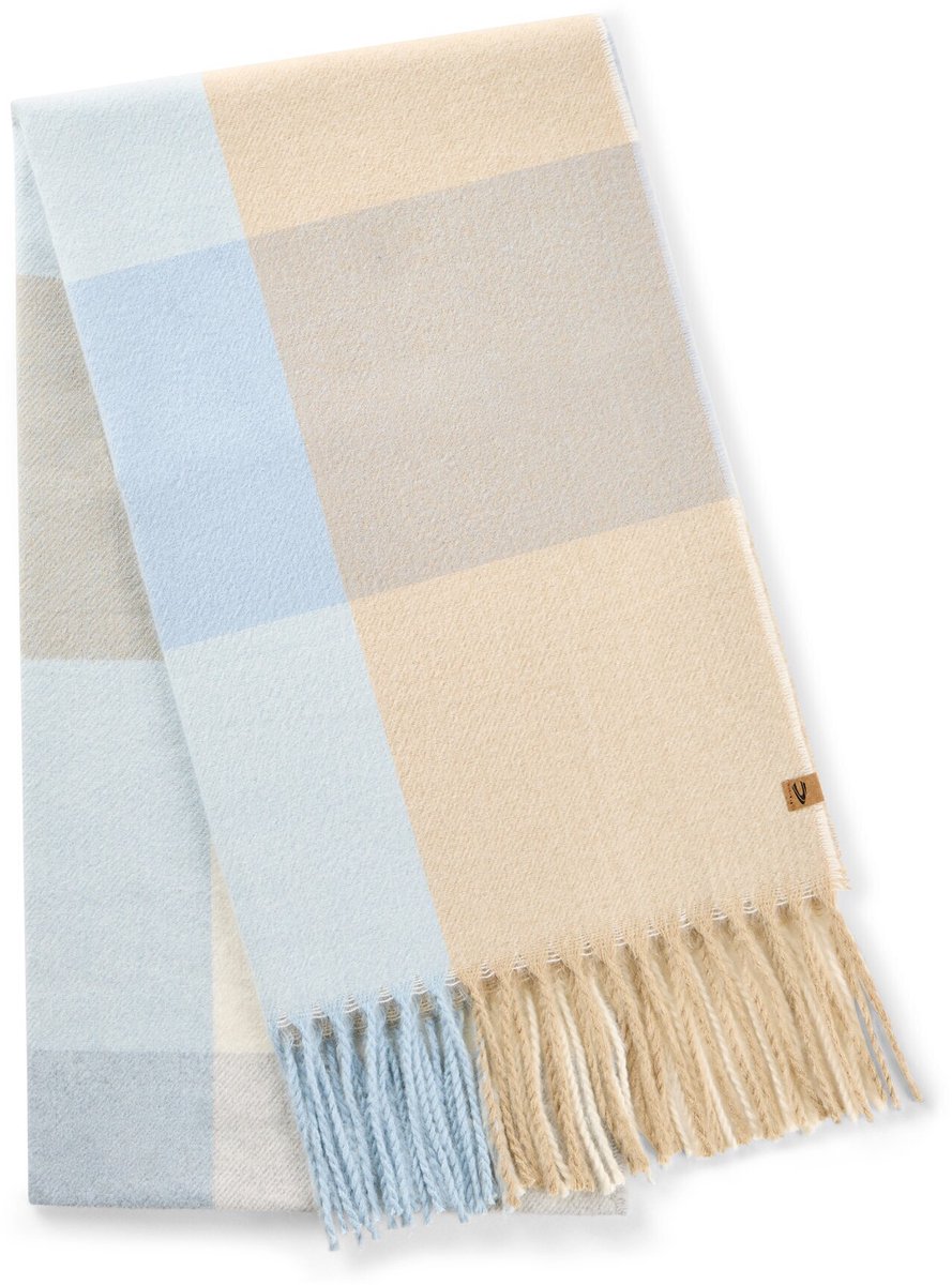 camel active Geweven sjaal met ruitpatroon - Maat womenswear-OS - Lichtblauw