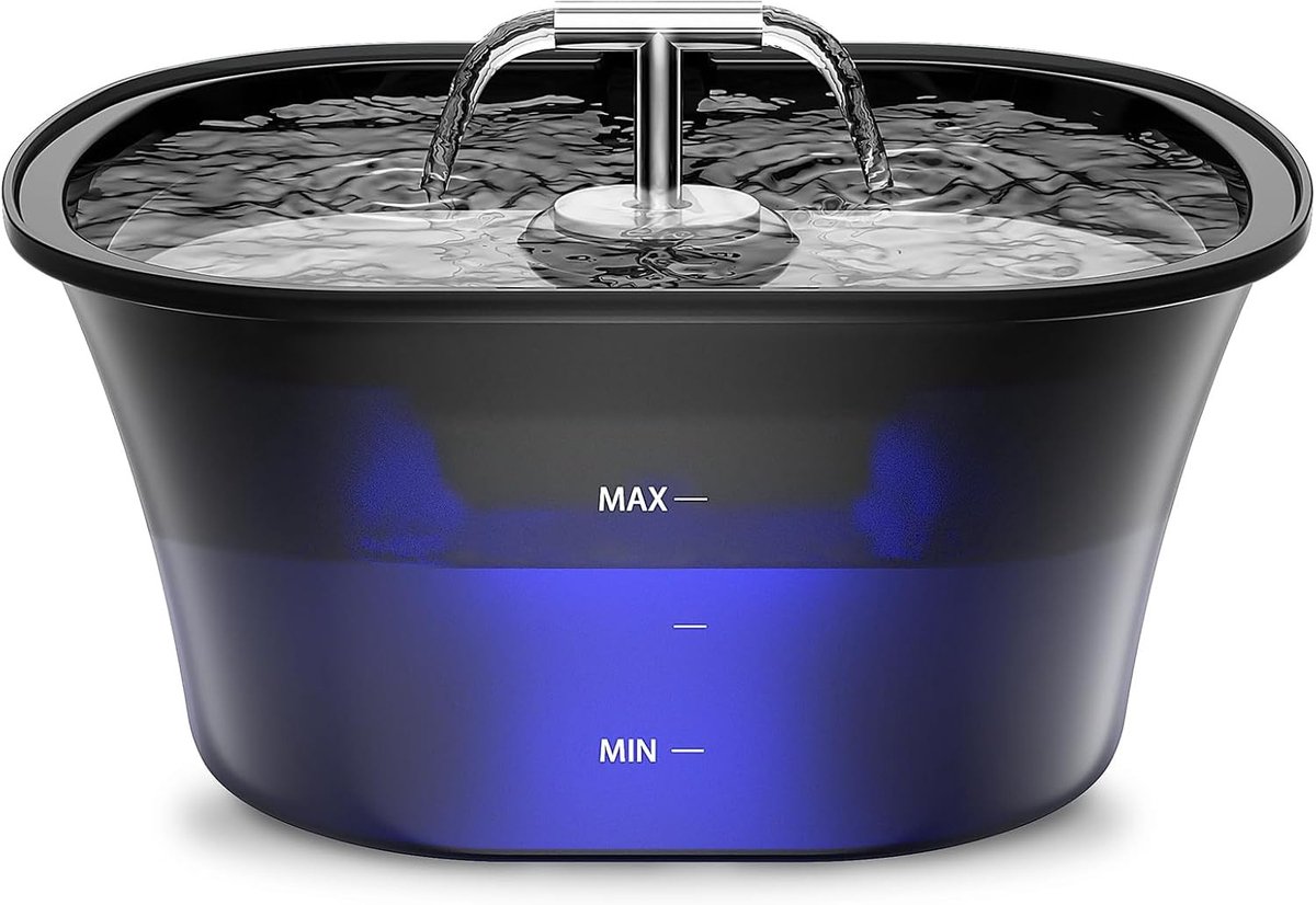 Waterfontein voor kat - Transparant - 2,5 Liter - BPA-vrije Drinkfontein met Viervoudig Filtersysteem en LED - Voor Gezonde Katten