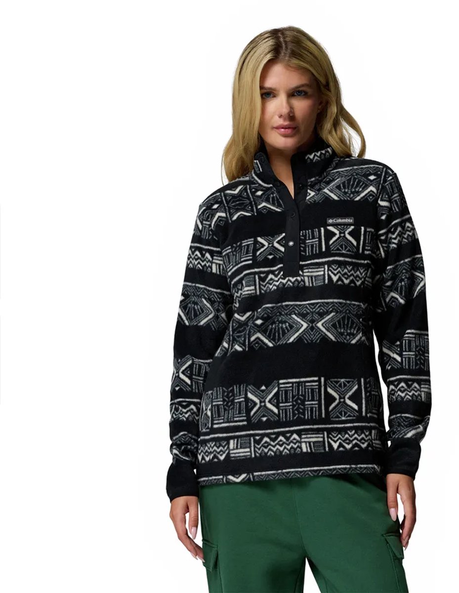Columbia Benton Springs™ Printed Snap Fleece Met Halve Rits Zwart XS Vrouw