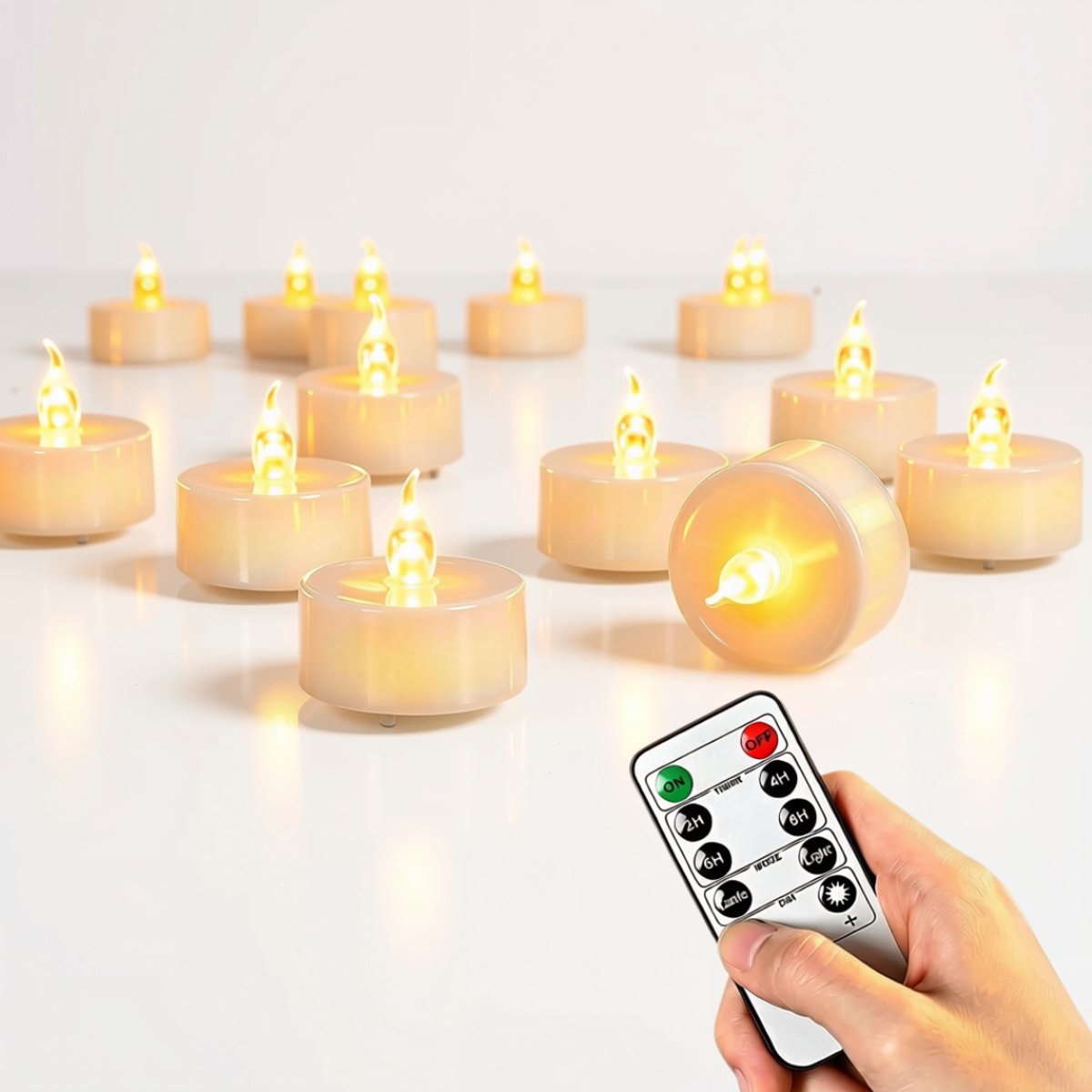 ZRNS® Waxinelichtjes Oplaadbaar - Theelichtjes op Batterijen - Kaarsen LED op Batterij - Met Afstandsbediening - 12 Stuks