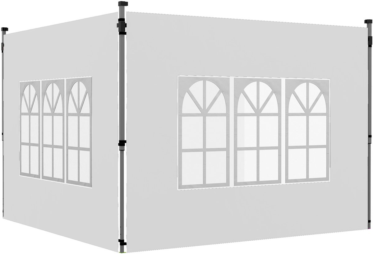 Set van 2 zijpanelen voor een tuinpaviljoen van 3x3/3x4 m - zijwand met raam - waterdicht - wit