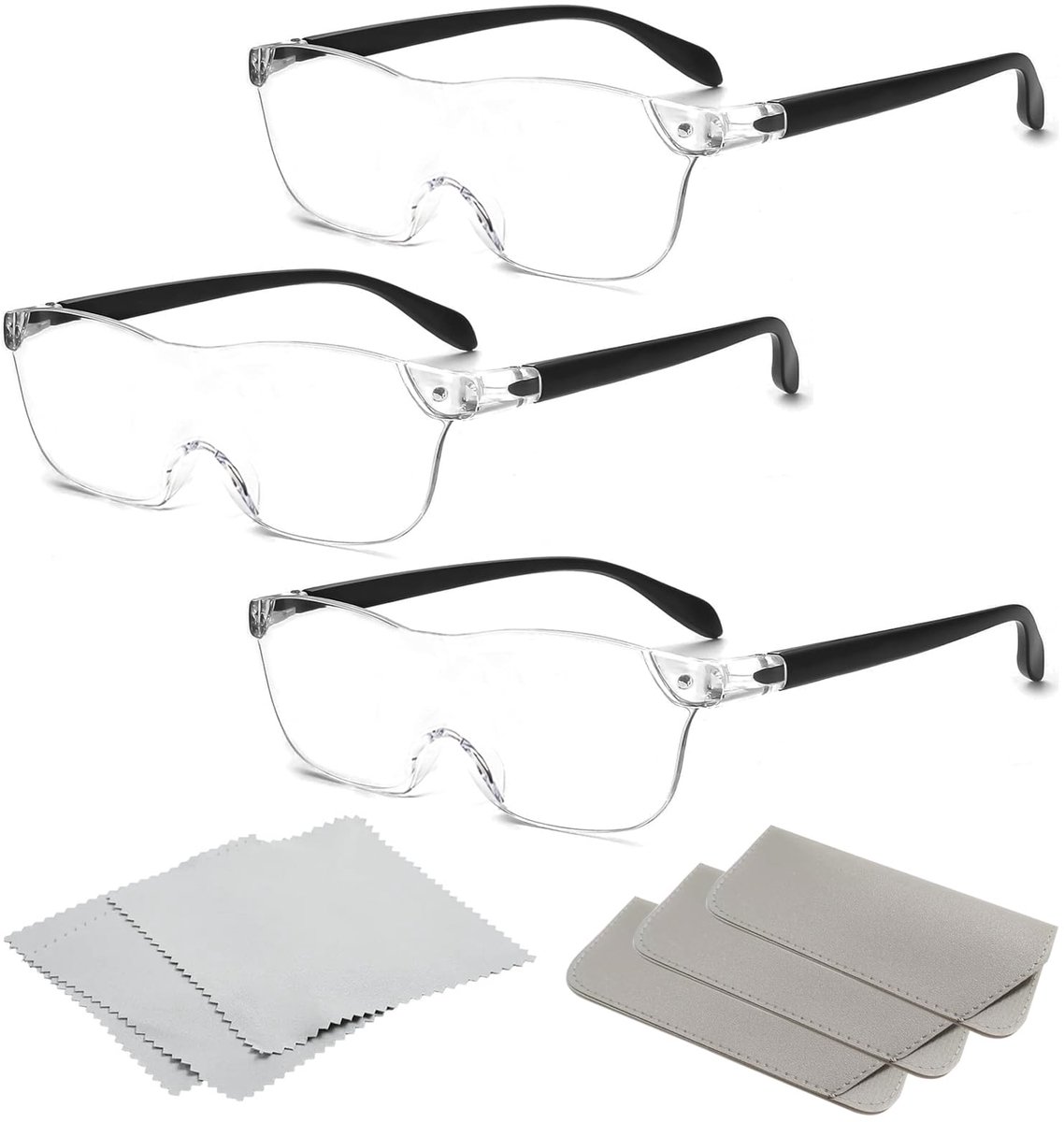 Set van 3 Vergrootglazen voor Brillendragers - 3X, 5X, 8X Vergroting