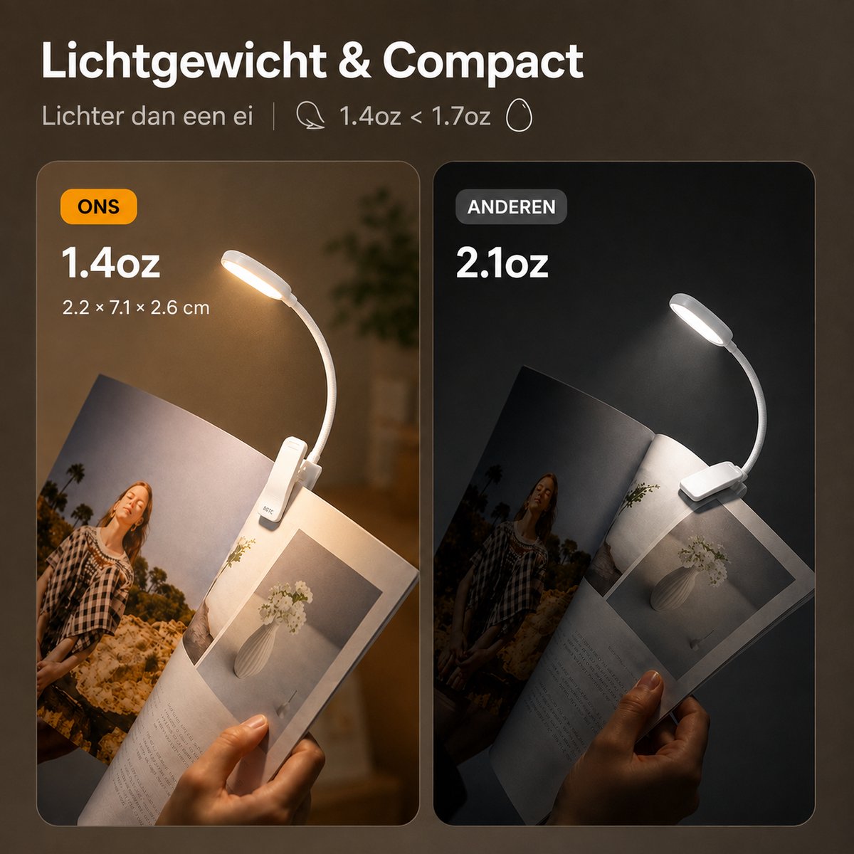 BOTC LED Leeslampje voor boek - 3 Lichtstanden & Oplaadbaar - Boeklampje - Klemlamp - Verstelbaar - USB Oplaadbaar - Wit — cadeau in Gadgets - foto 8