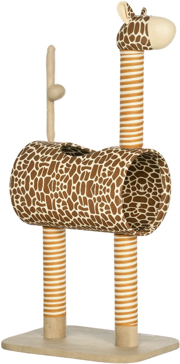 PawHut Cat Tree-Spanplatte, Polyester-48,5L x 34,5B x 101H cm-Beige