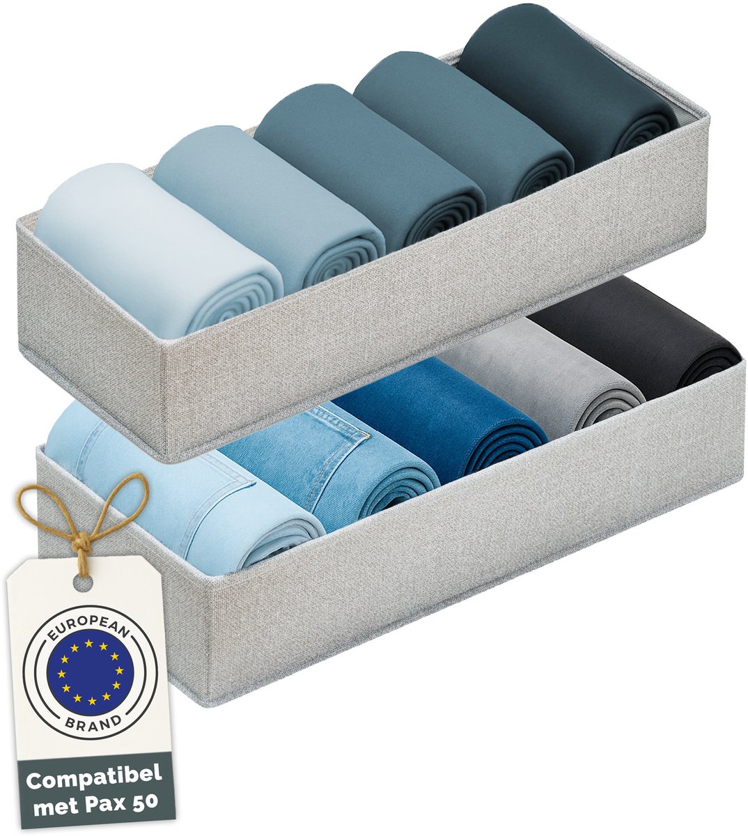 Blumtal PAX Organizer Opbergsysteem Kledingkast 2-delige set - 2x kledingkast organizer - Geschikt voor PAX 50 cm kast - Opvouwbare dozen voor beha's, T-shirts - Sorteerders - Grijs